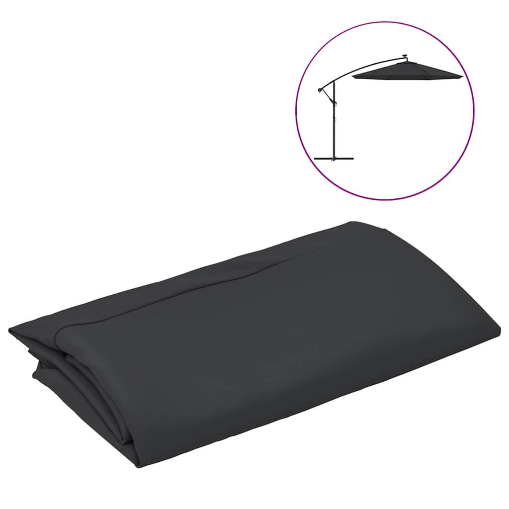 VidaXL vervangingsdoek voor zweefparasol 350 cm zwart