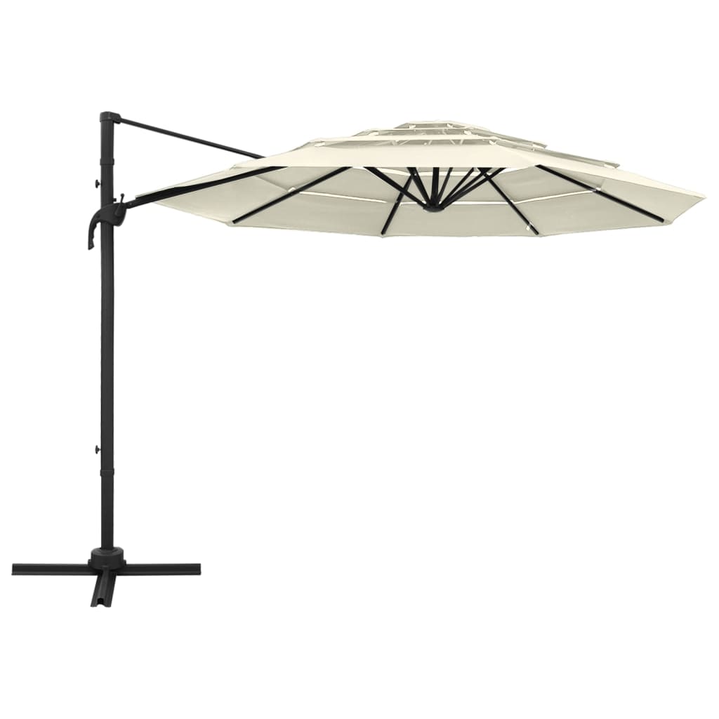 Vidaxl parasol 4-laags met aluminium paal 3x3m zandkleurig