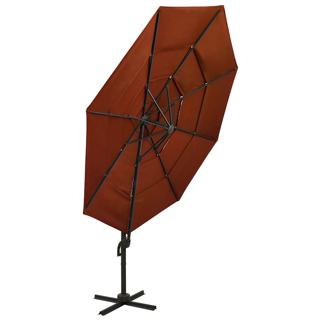 Vidaxl parasol 4-laags met aluminium paal 3x3m terracottakleurig