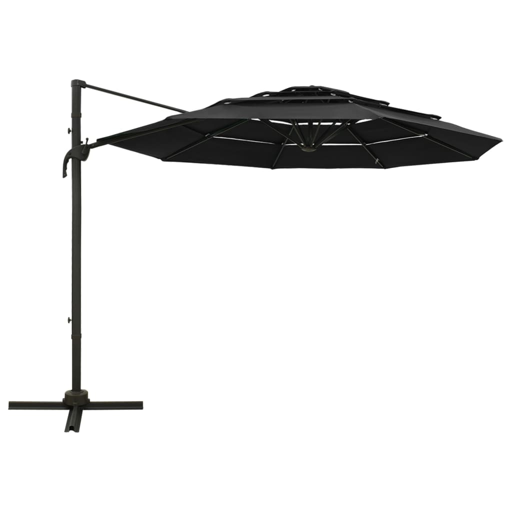 Vidaxl parasol 4-laags met aluminium paal 3x3m zwart