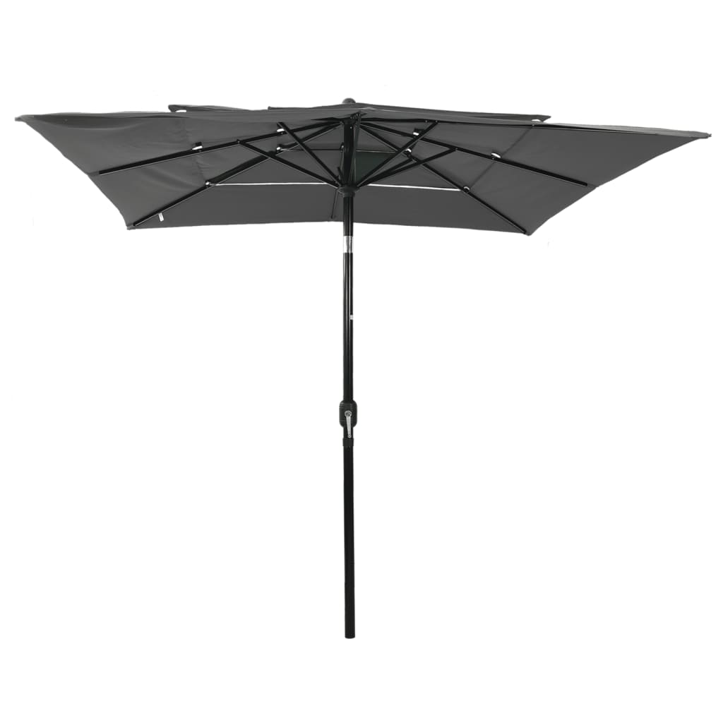 Vidaxl parasol 3-laags met aluminium paal 2,5x2,5m antracietkleurig