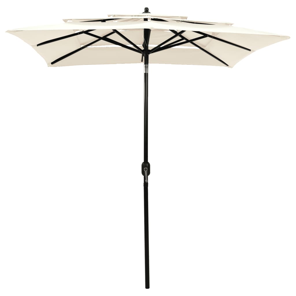 Vidaxl parasol 3-laags met aluminium paal 2x2m zandkleurig