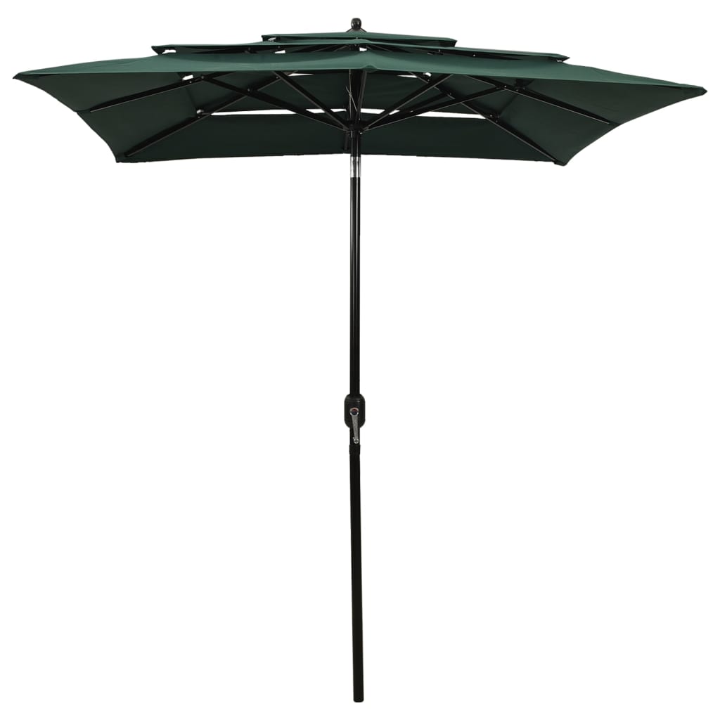 Vidaxl parasol 3-laags met aluminium paal 2x2m groen