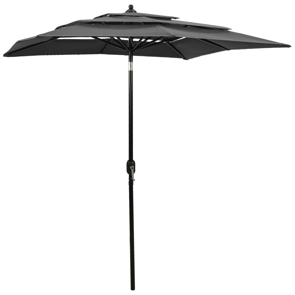 Vidaxl parasol 3-laags met aluminium paal 2x2m antracietkleurig