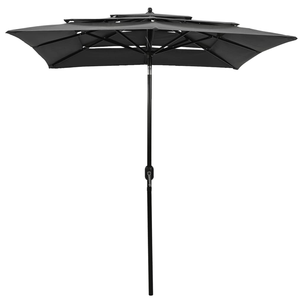 Vidaxl parasol 3-laags met aluminium paal 2x2m antracietkleurig