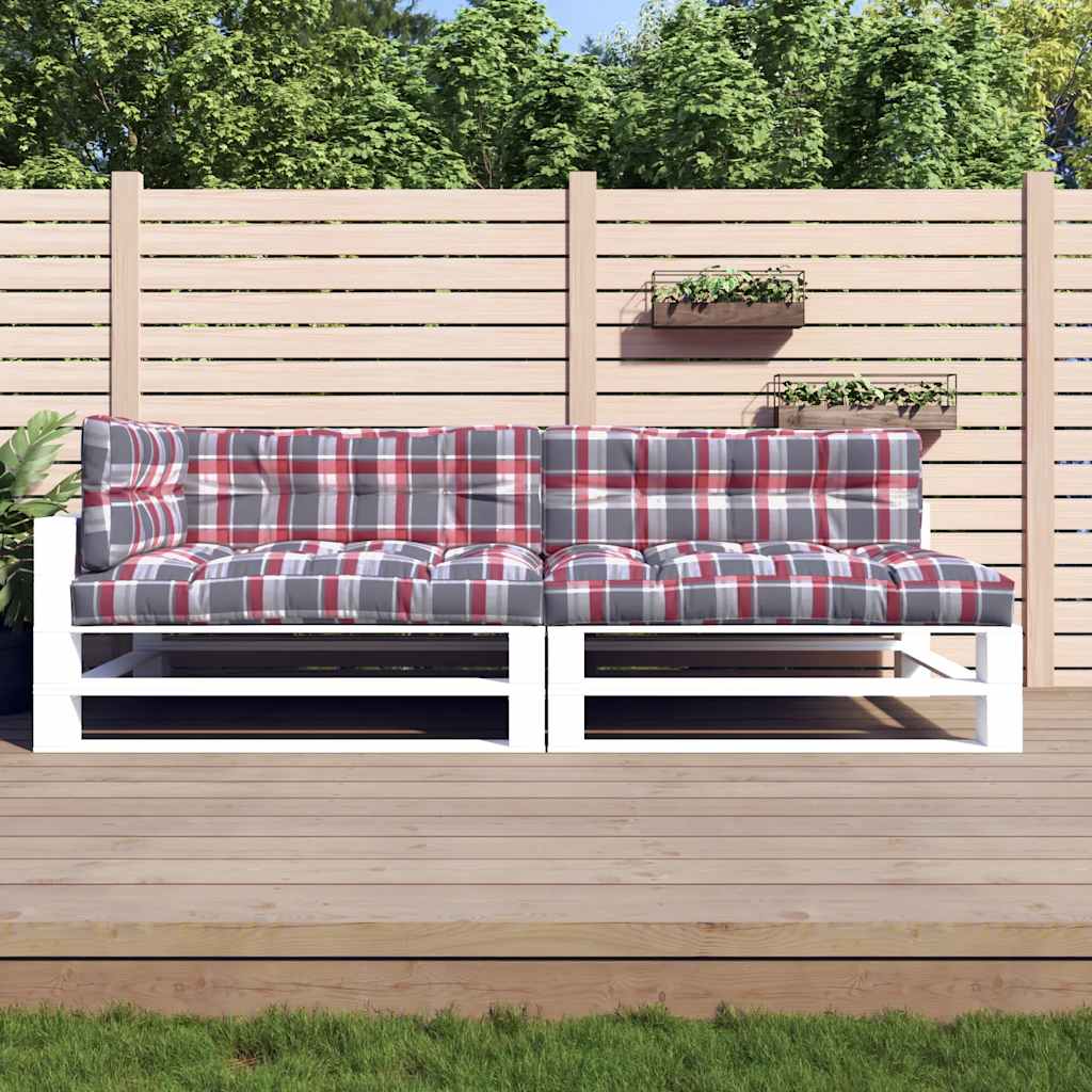 Vidaxl palletkussens 5 st ruitpatroon stof rood
