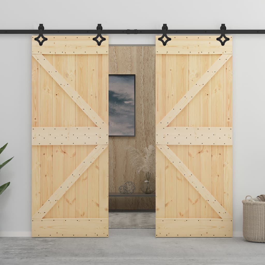 VidaXL Schuifdeur met beslag 100x210 cm massief groenhout