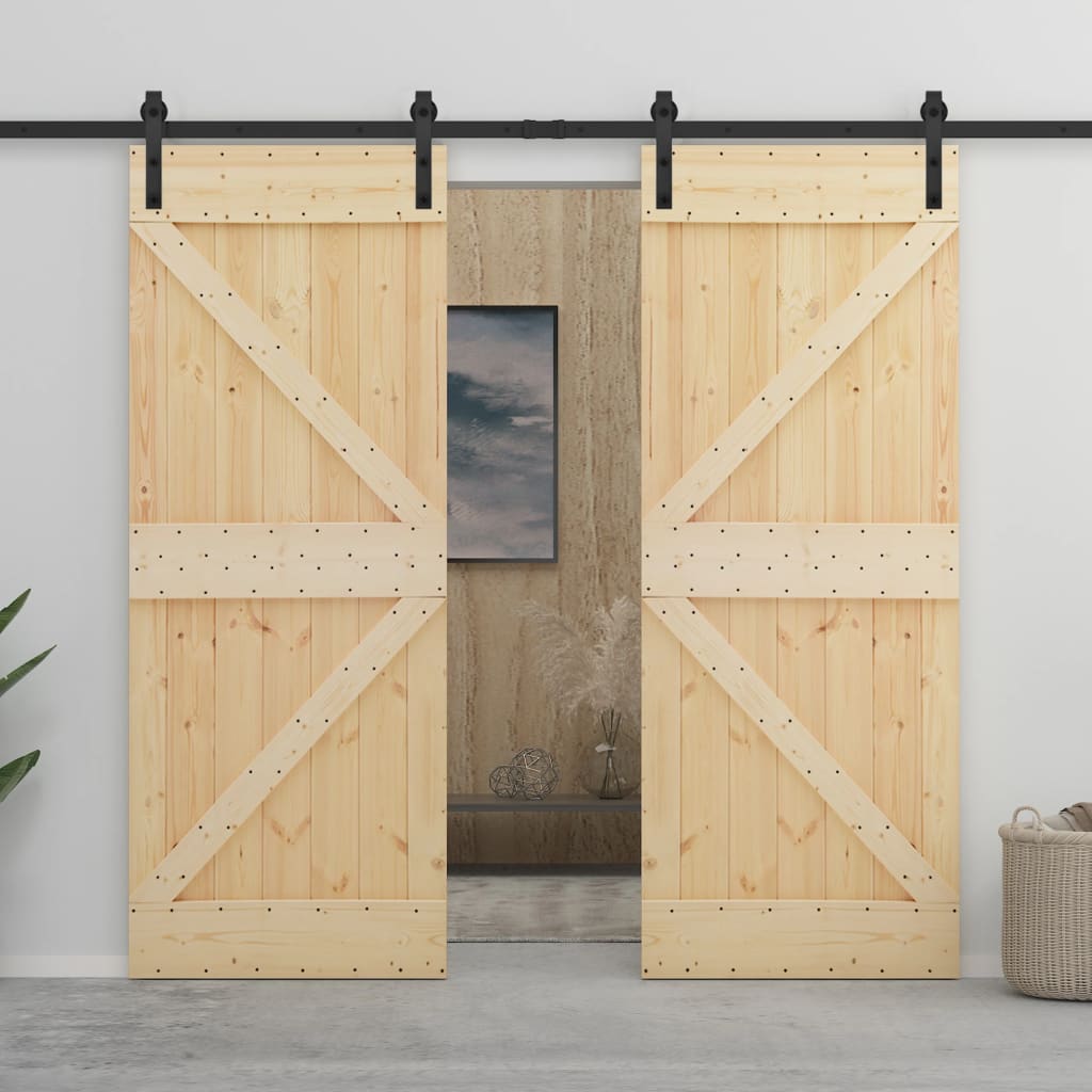 VidaXL Schuifdeur met beslag 100x210 cm massief groenhout