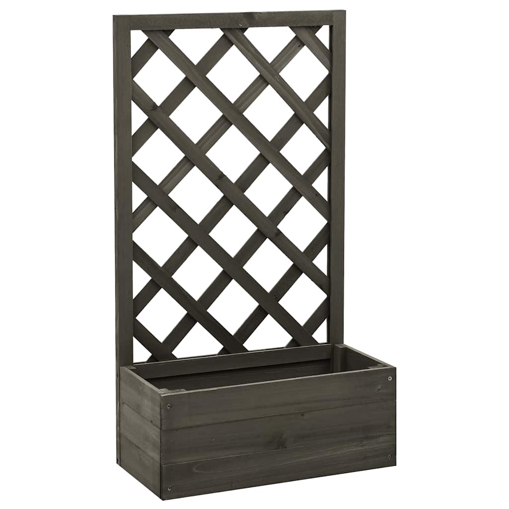 Vidaxl lattenwerkplantenbak 50x25x90 cm massief vurenhout grijs