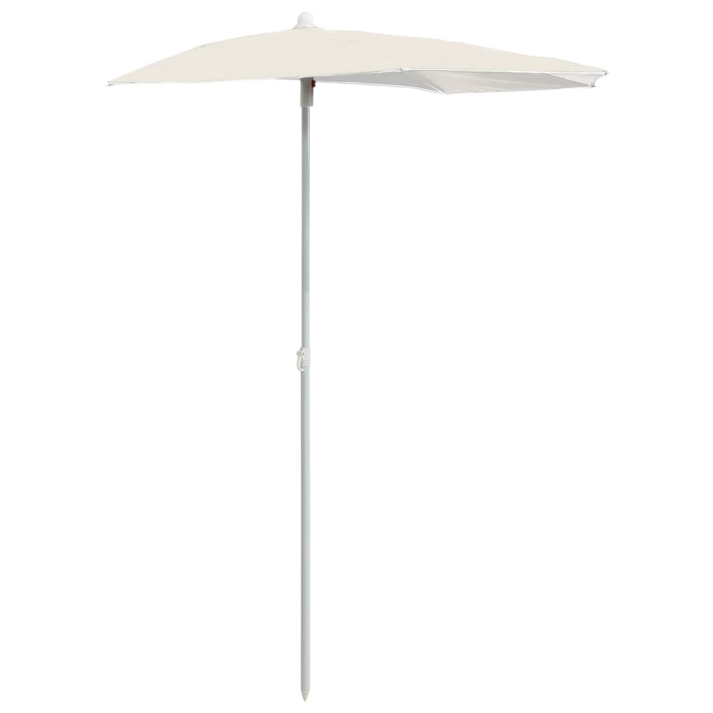 Vidaxl parasol half met paal 180x90 cm zandkleurig