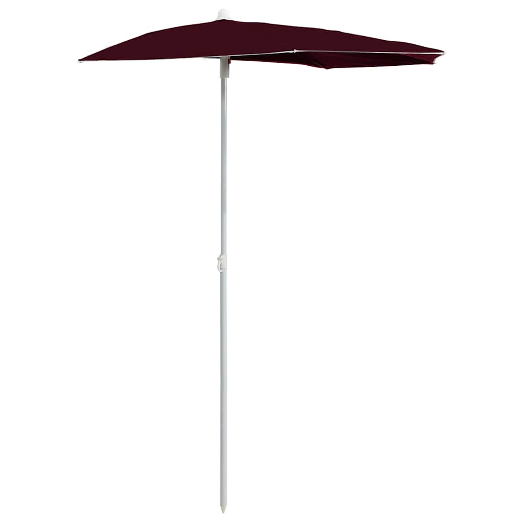 Vidaxl parasol half met paal 180x90 cm bordeauxrood