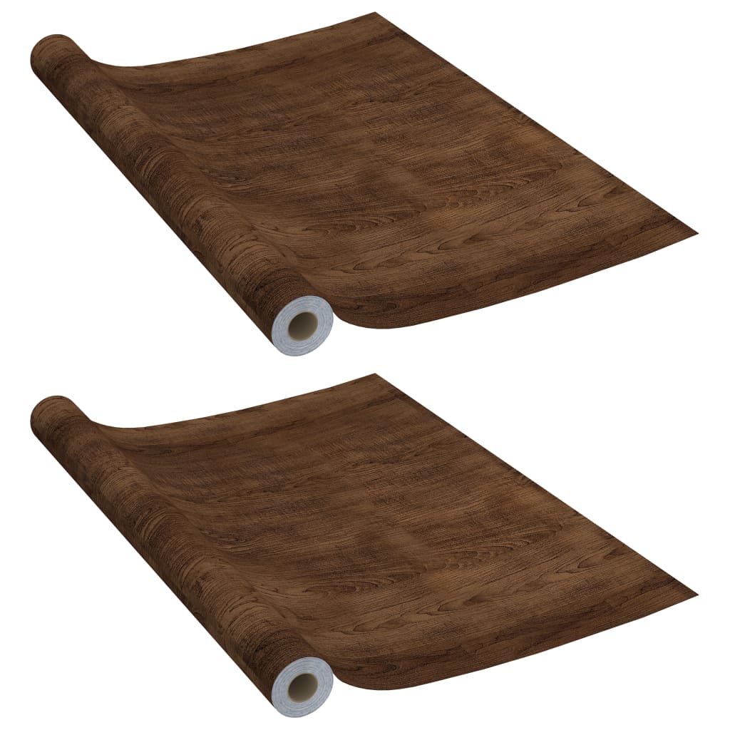 VidaXL Meubelfolies zelfklevend 2 st 500x90 cm PVC donkerikenkleurig