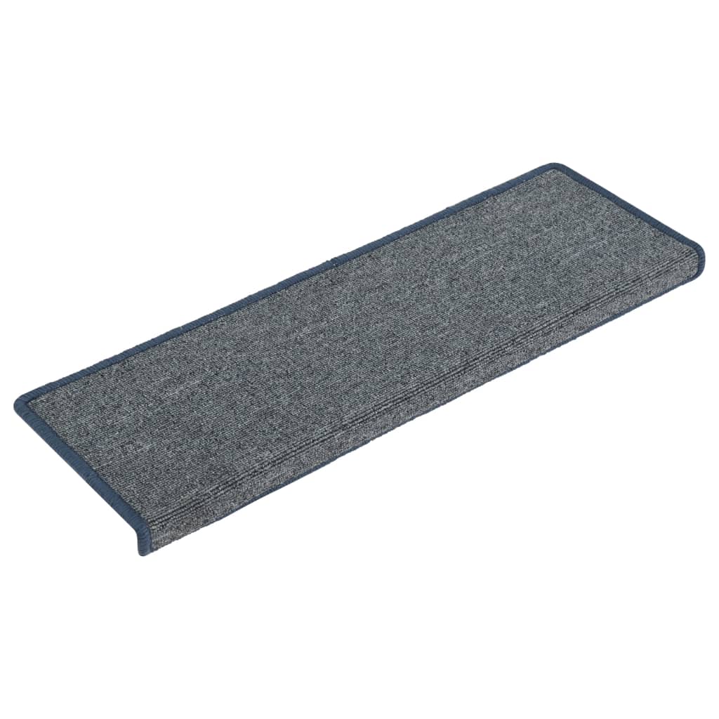 Vidaxl trapmatten 15 st 65x21x4 cm lichtgrijs en blauw met rechthoekige rand