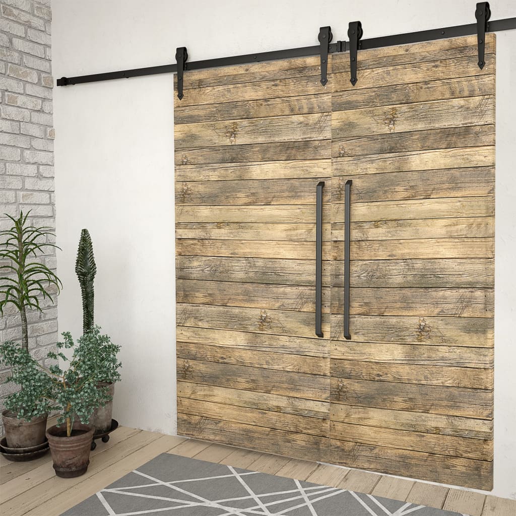 Vidaxl hardwaresets voor schuifdeuren 2 st 200 cm staal zwart