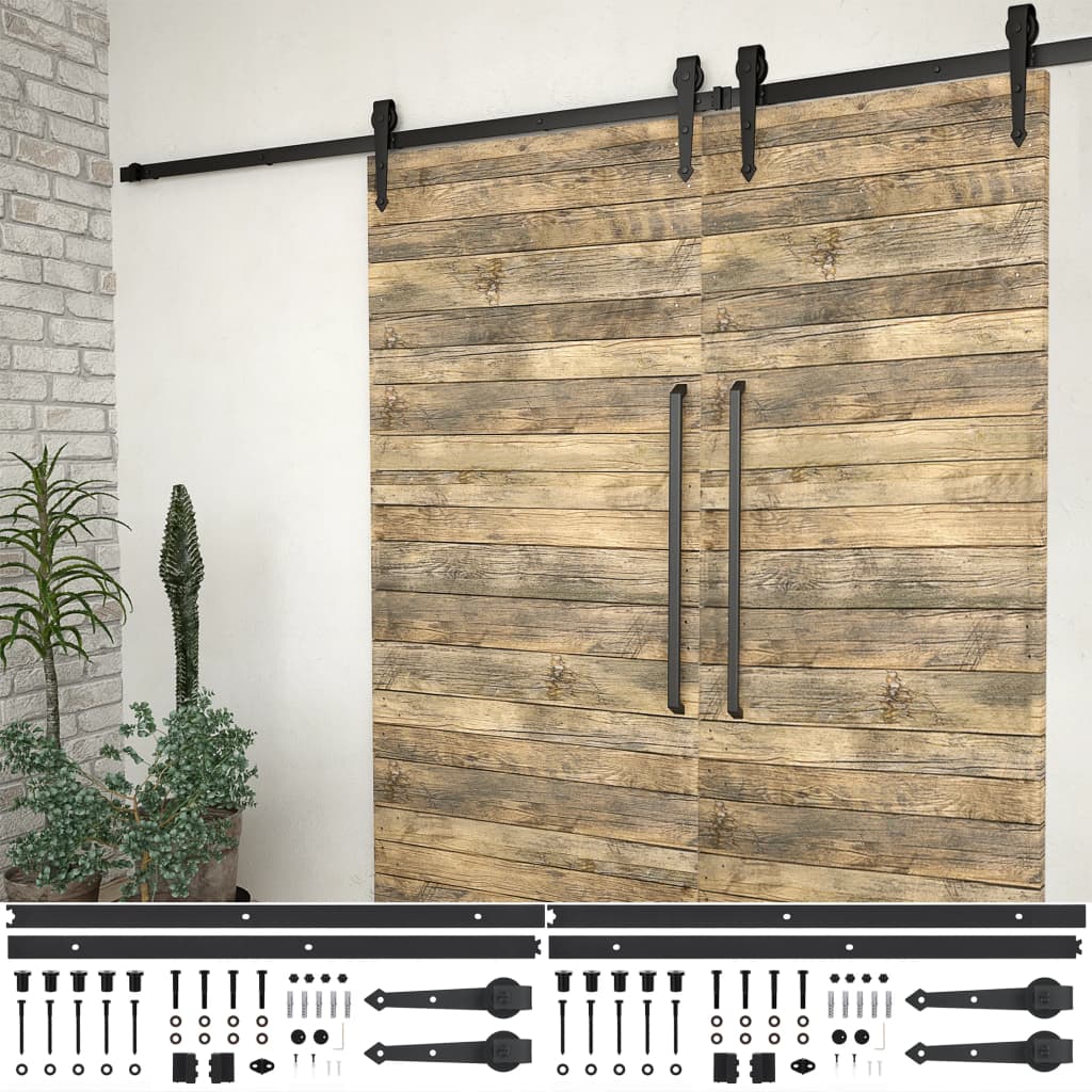 Vidaxl hardwaresets voor schuifdeuren 2 st 200 cm staal zwart
