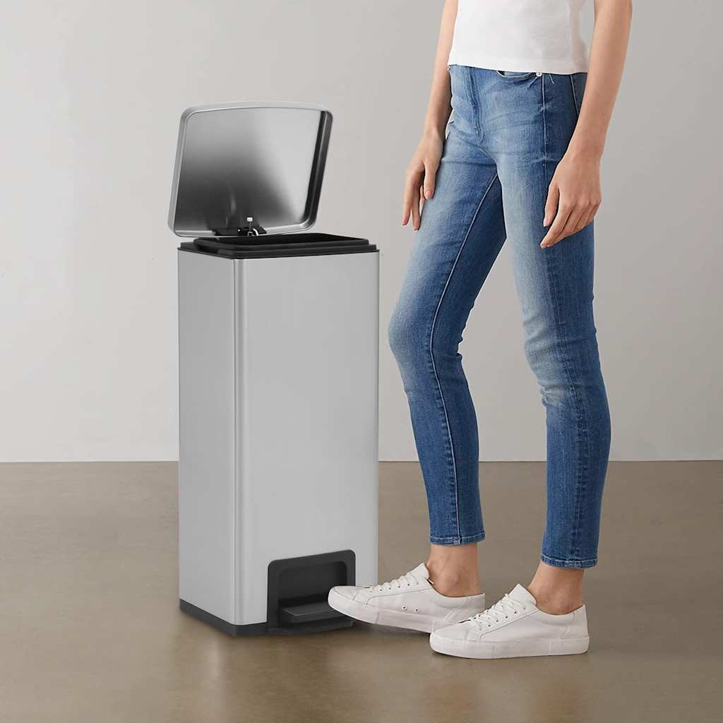 Vidaxl pedaalemmer met anti-vingerafdruk 30 l RVS zilverkleurig