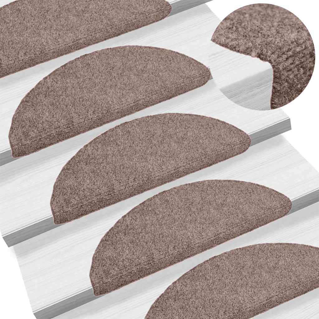 Vidaxl trapmatten zelfklevend 5 stuks 56x17x3 cm bruin halfrond