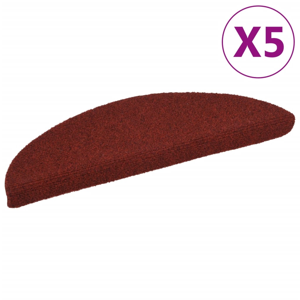 Vidaxl trapmatten zelfklevend 5 stuks 56x17x3 cm bordeaux rood halfrond
