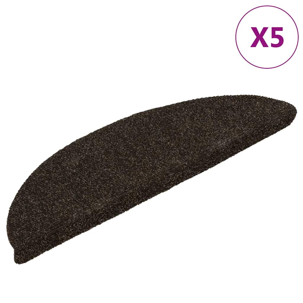 Vidaxl trapmatten zelfklevend 5 stuks 56x17x3 cm donkerbruin halfrond