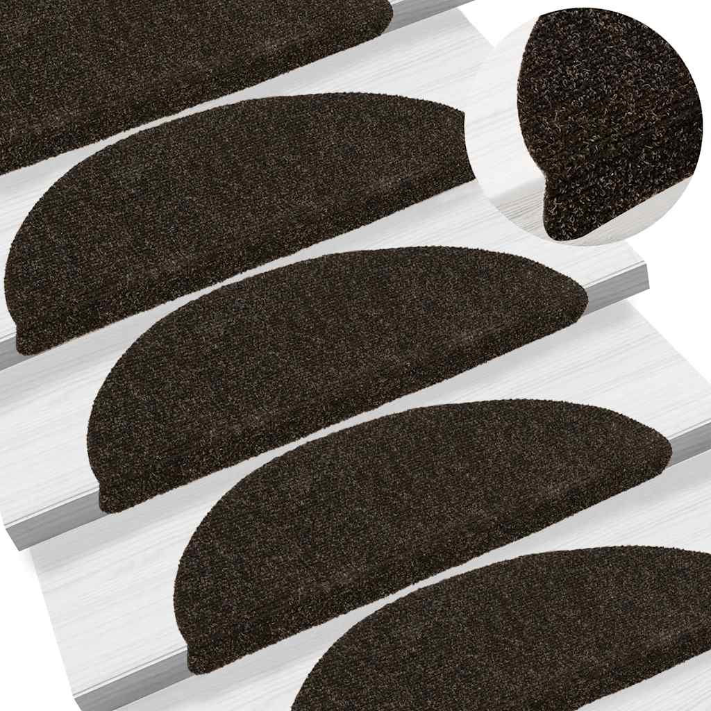 Vidaxl trapmatten zelfklevend 10 st 56x17x3 cm donkerbruin halfrond