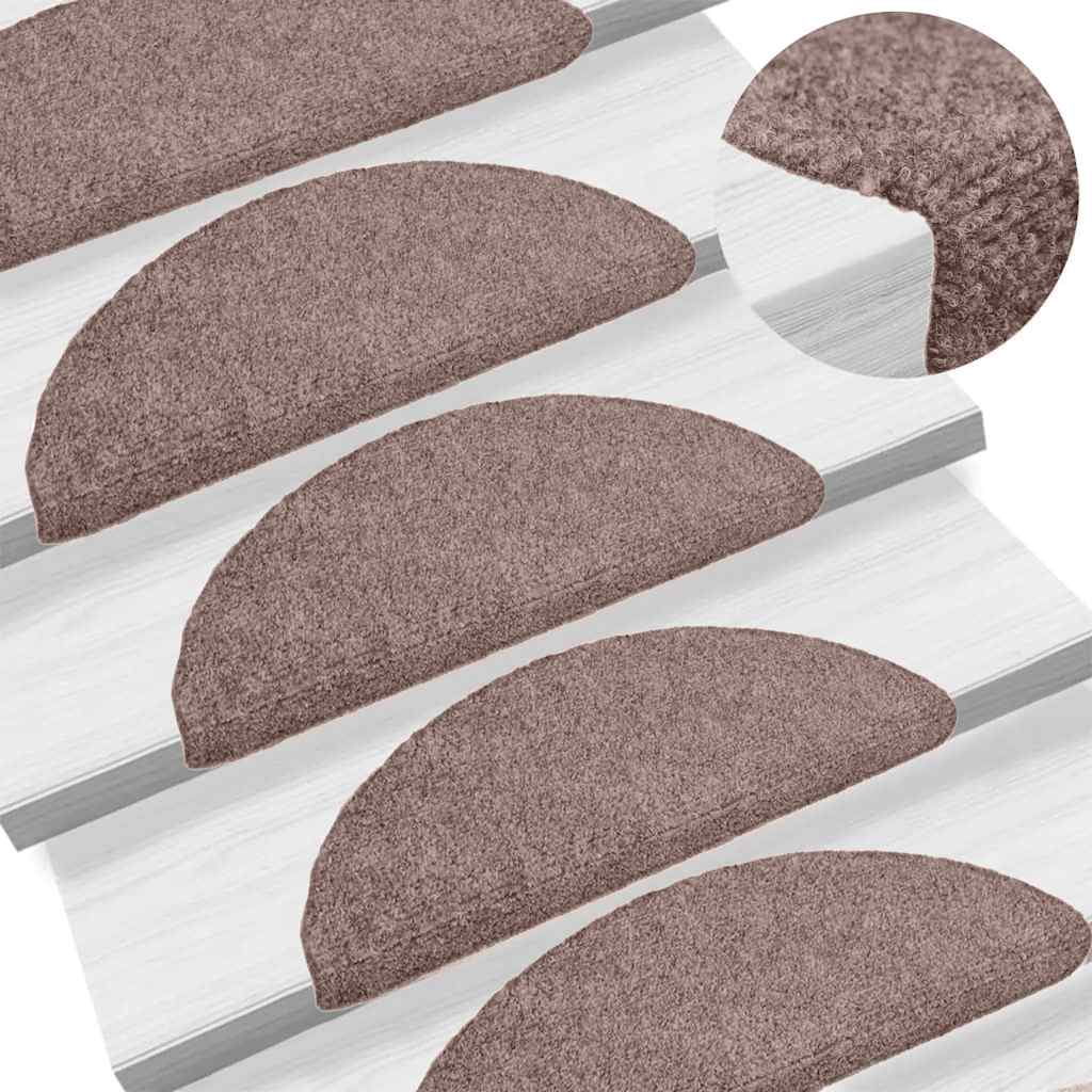 Vidaxl trapmatten zelfklevend 10 stuks 65x21x4 cm lichtbruin halfrond groot