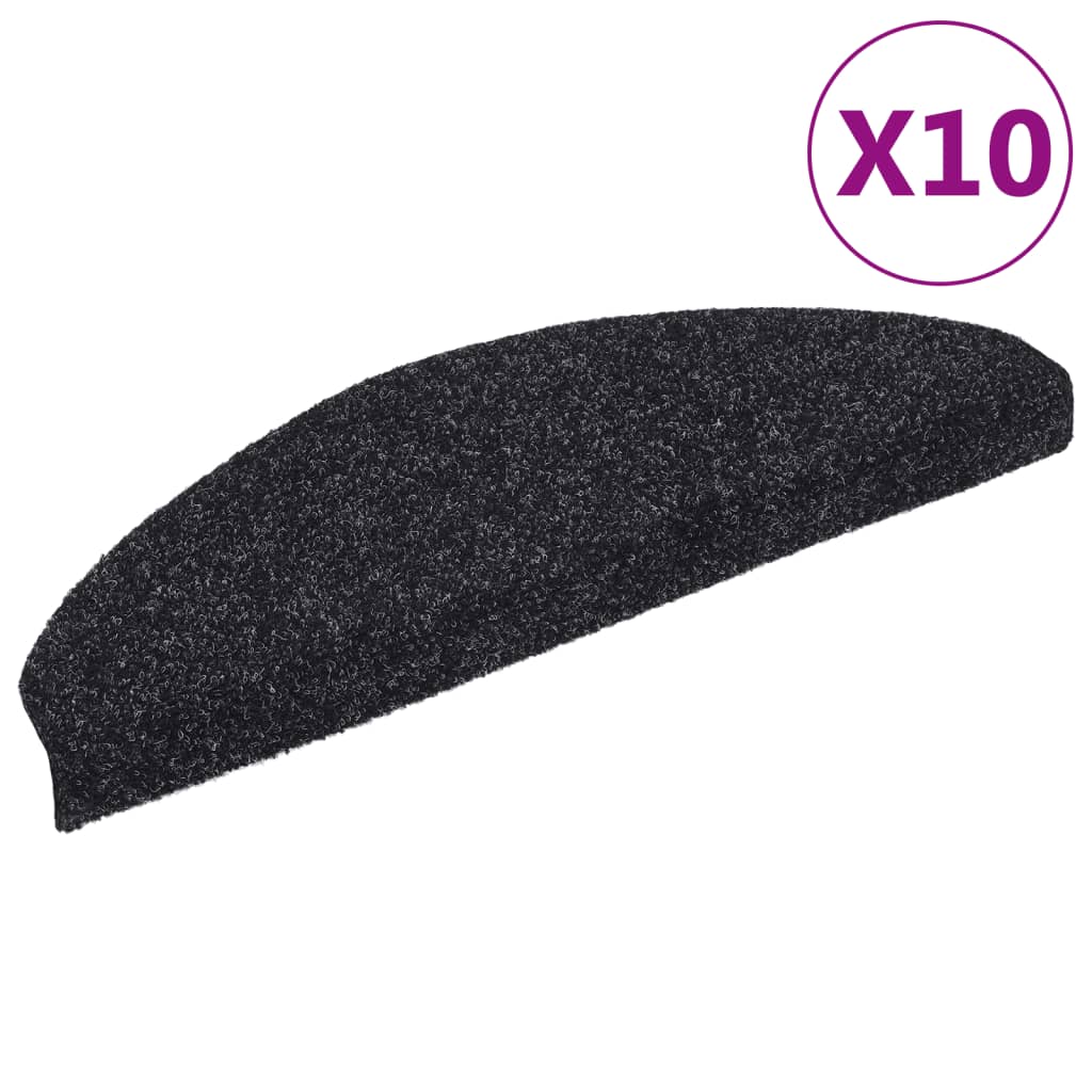 Vidaxl trapmatten zelfklevend 10 stuks 65x21x4 cm zwart halfrond groot