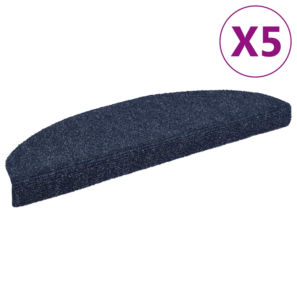 Vidaxl trapmatten zelfklevend 5 stuks 65x21x4 cm blauw halfrond groot