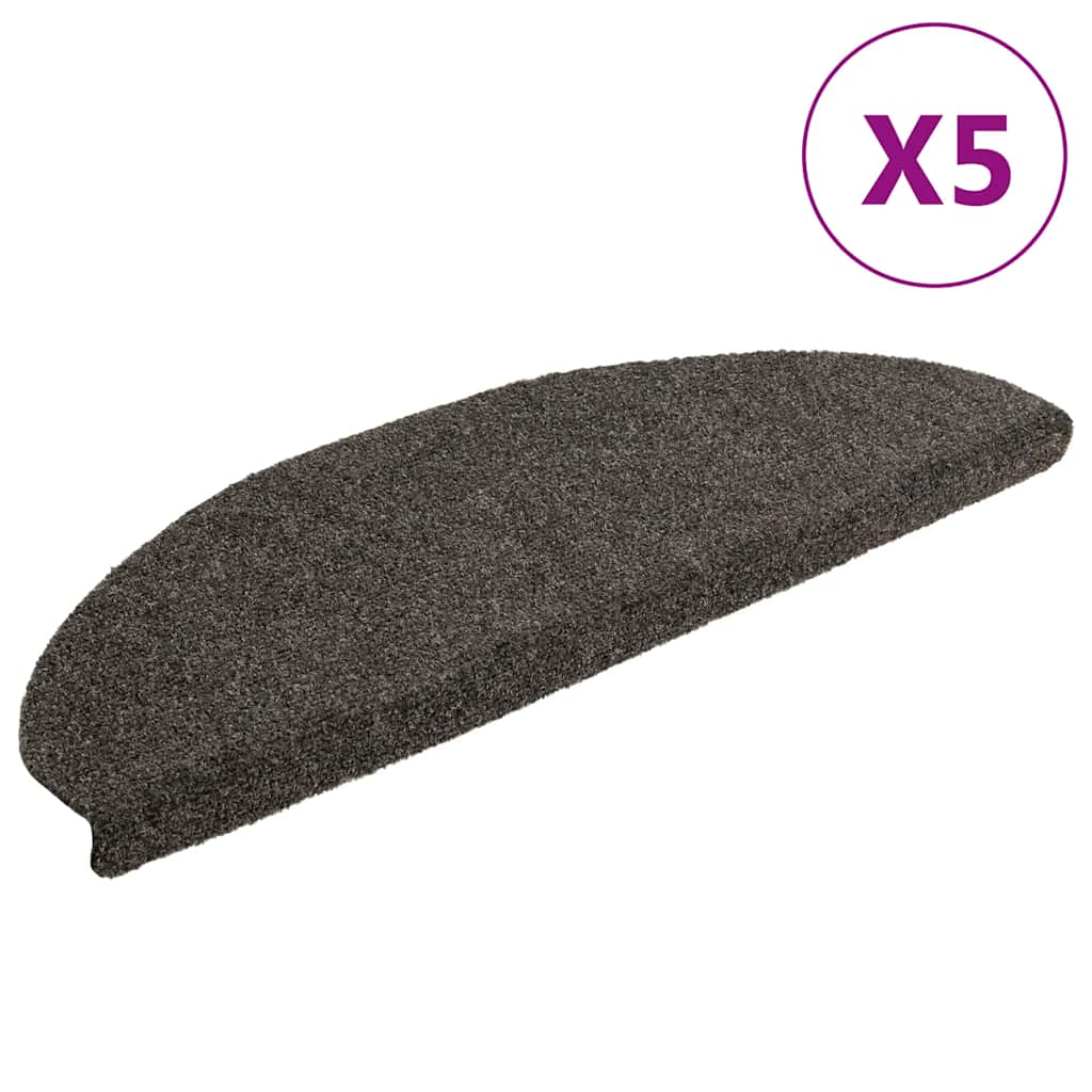 Vidaxl trapmatten zelfklevend 5 stuks 65x21x4 cm antraciet halfrond groot