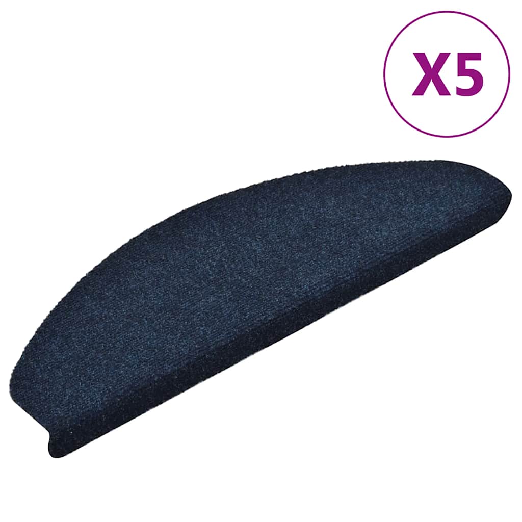 Vidaxl trapmatten zelfklevend 5 stuks 65x21x4 cm marineblauw halfrond groot