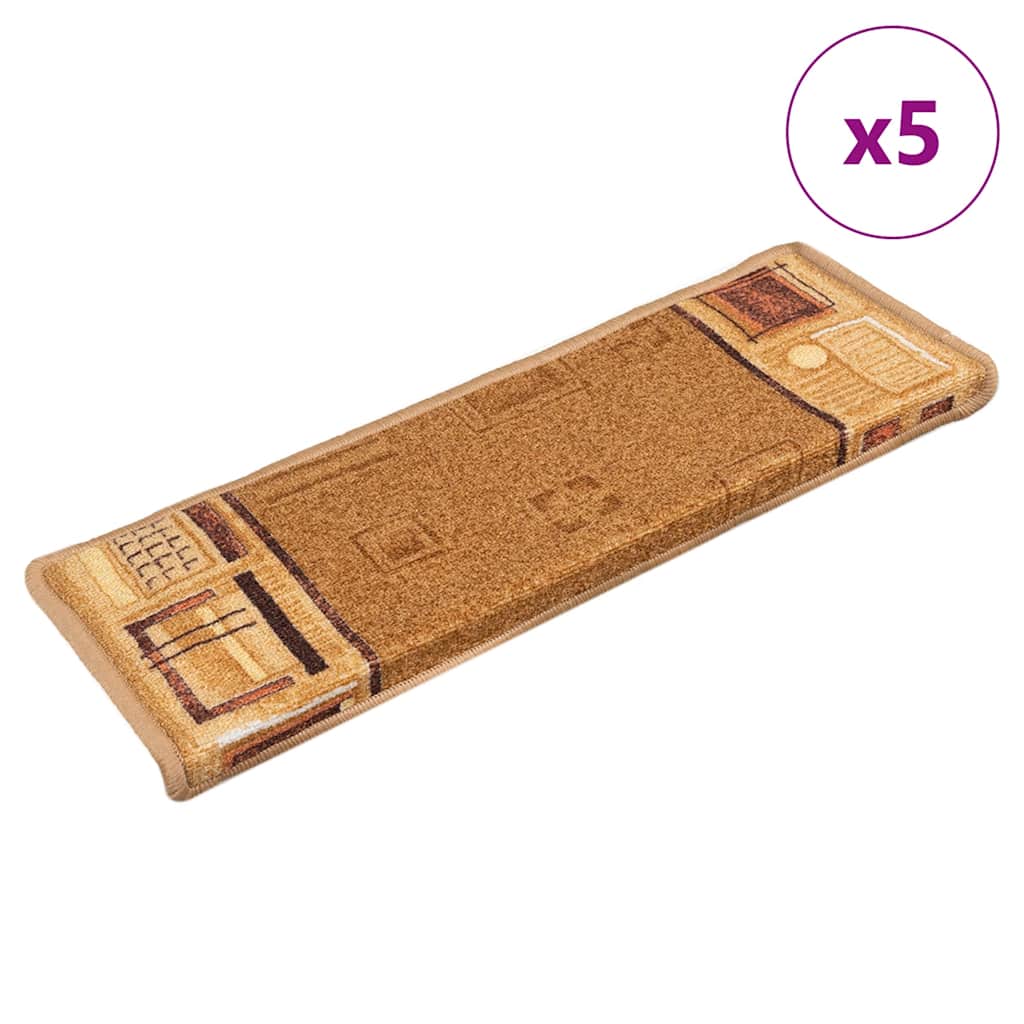 Vidaxl trapmatten zelfklevend 5 st 65x21x4 cm beige