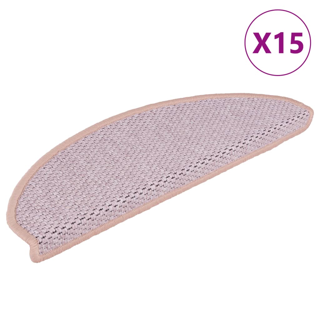Vidaxl trapmatten zelfklevende 15 st sisal-look 56x17x3 cm roze