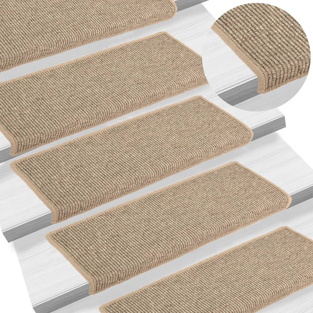 Vidaxl trapmatten 15 st 65x21x4 cm donkerbeige rechthoekige rand