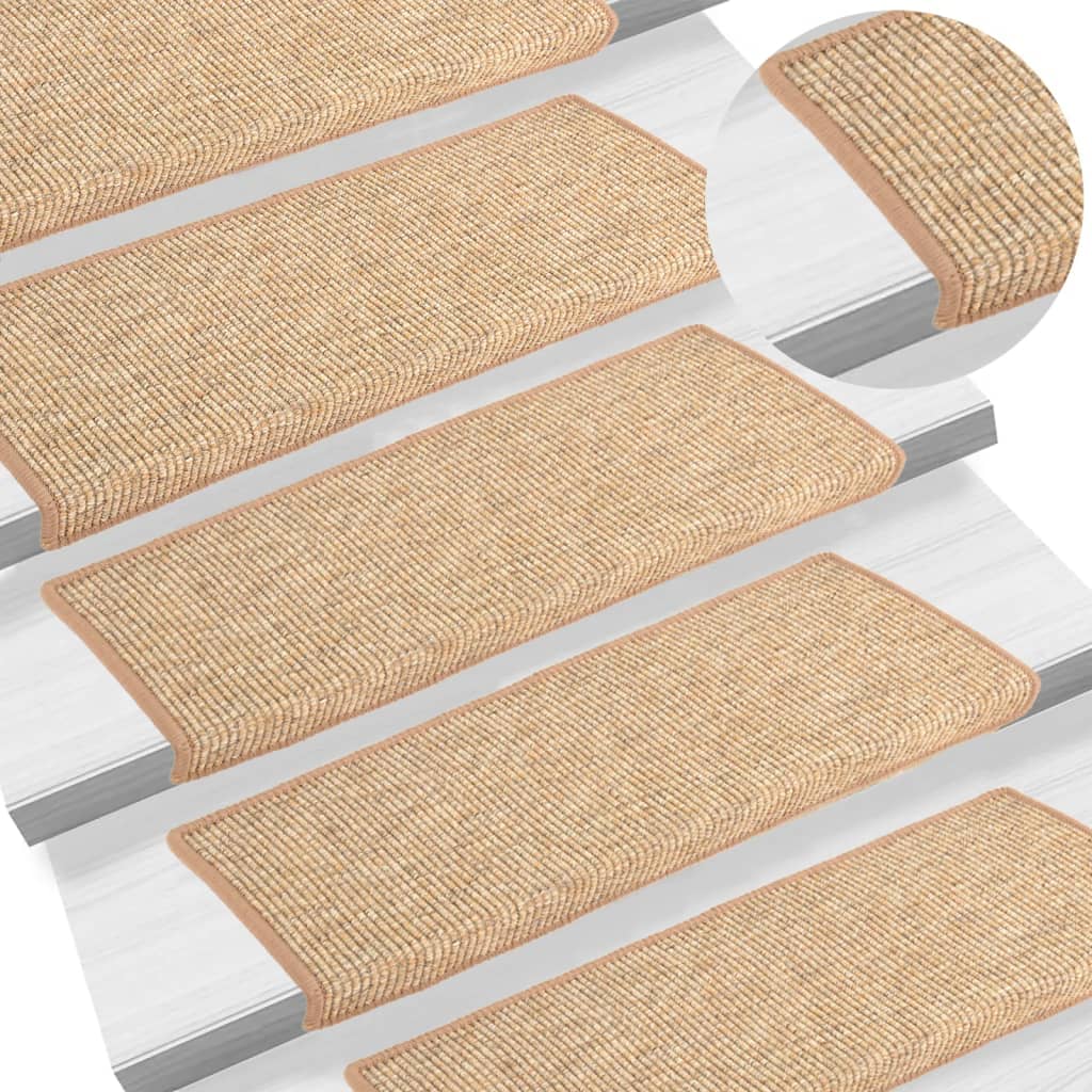 Vidaxl trapmatten 15 st 65x21x4 cm lichtbruin met rechthoekige rand