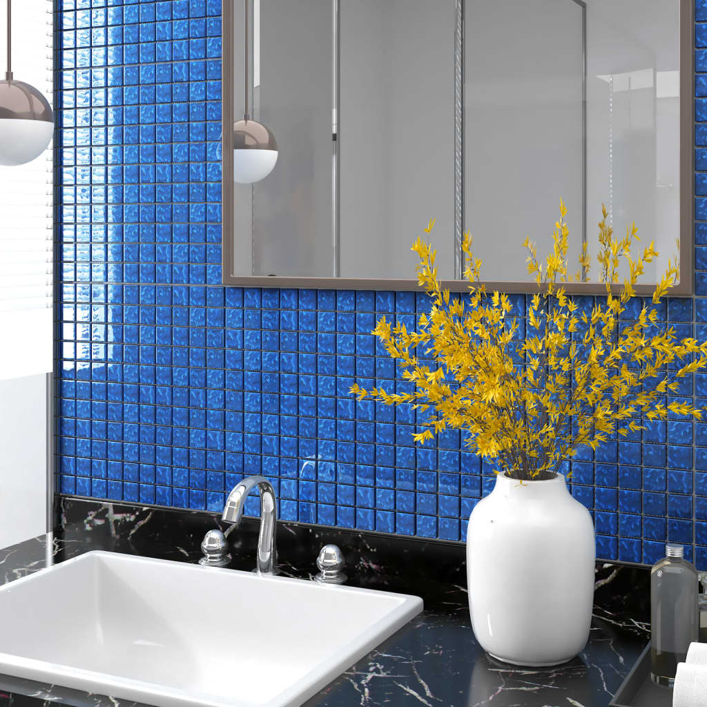 Vidaxl mozaïektegels 11 st 30x30 cm glas blauw