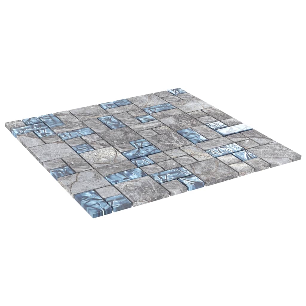 Vidaxl mozaïektegels 11 st 30x30 cm glas grijs en blauw
