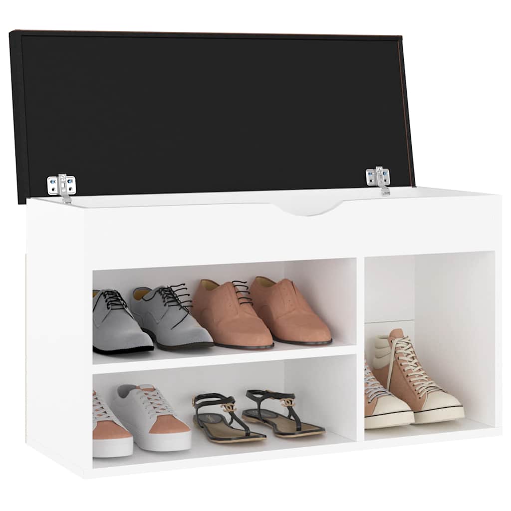 Vidaxl schoenenbank met kussen 80x30x47 cm bewerkt hout wit