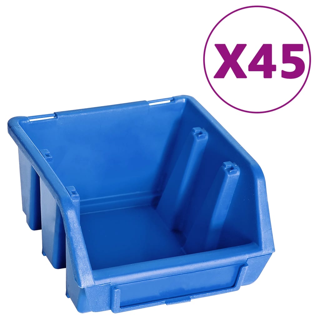 Vidaxl 48-delige opbergbakkenset met wandpanelen blauw en zwart