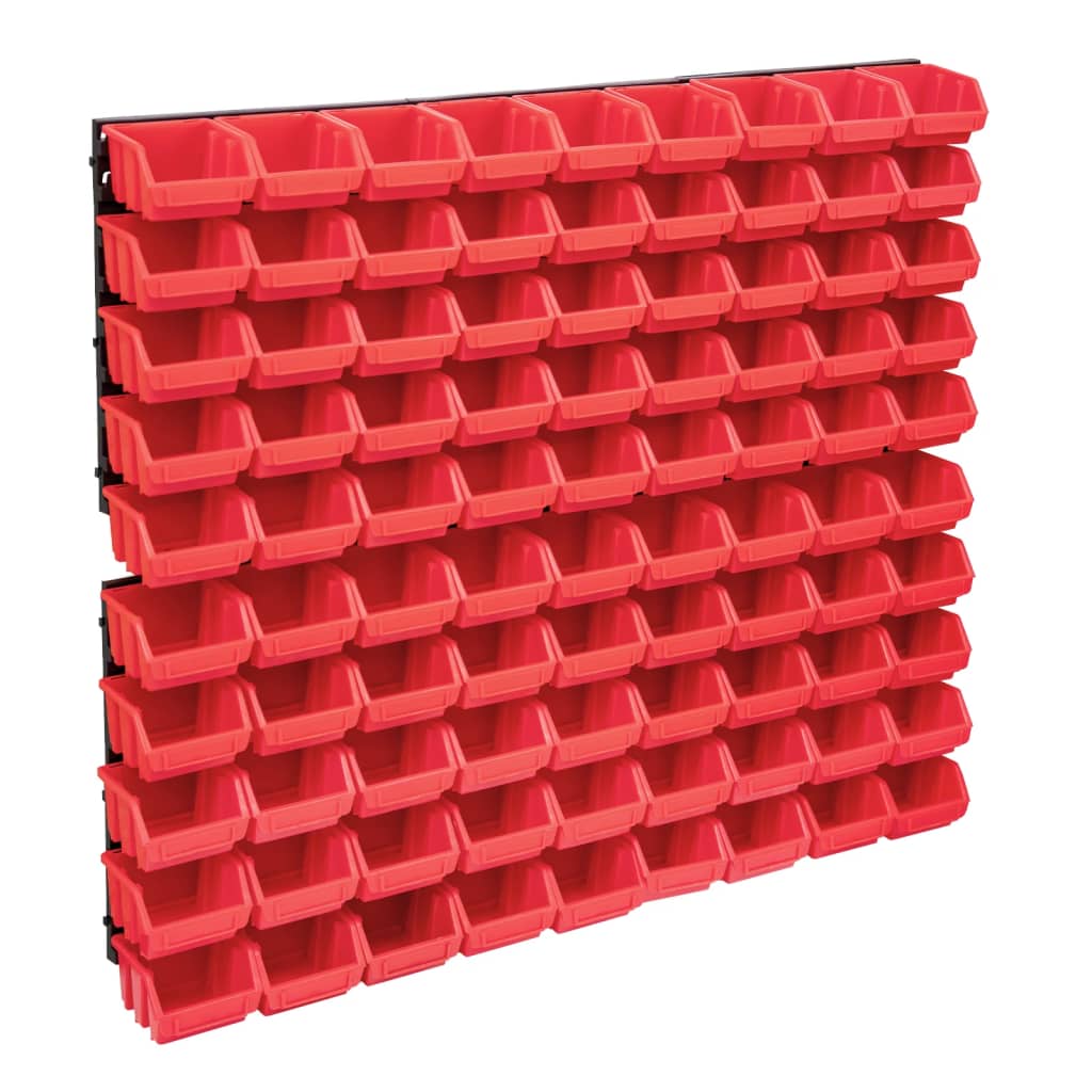 Vidaxl 96-delige opbergbakkenset met wandpanelen rood en zwart