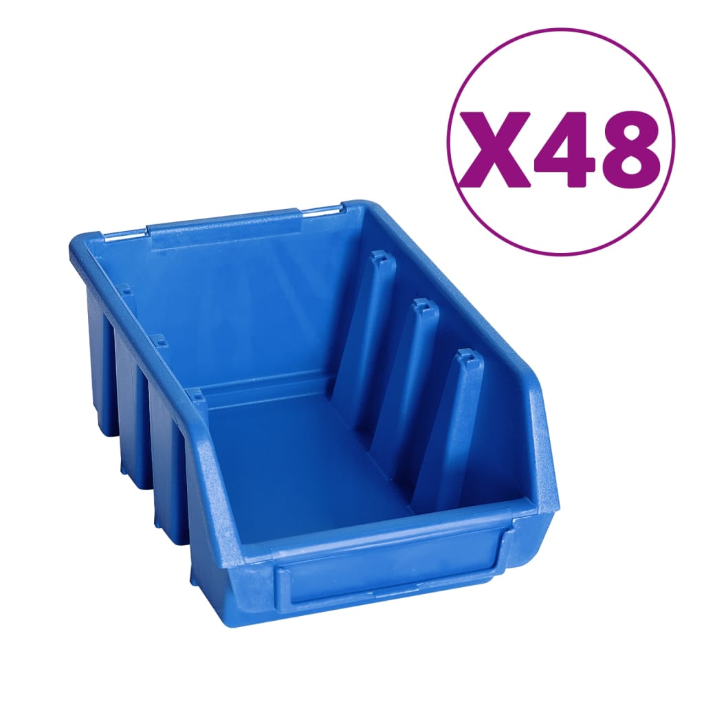 Vidaxl 128-delige opbergbakkenset met wandpanelen blauw en zwart