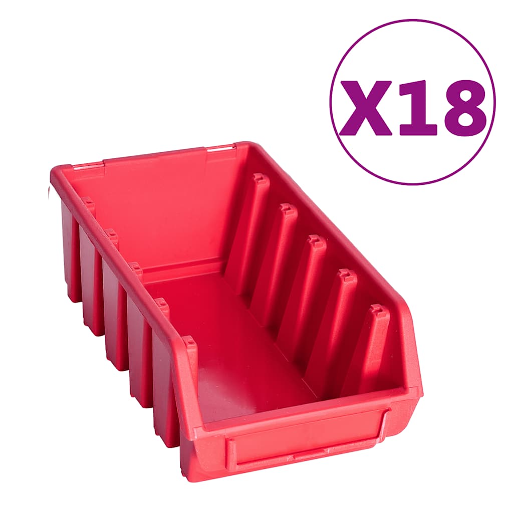 Vidaxl 103-delige opbergbakkenset met wandpanelen rood en zwart