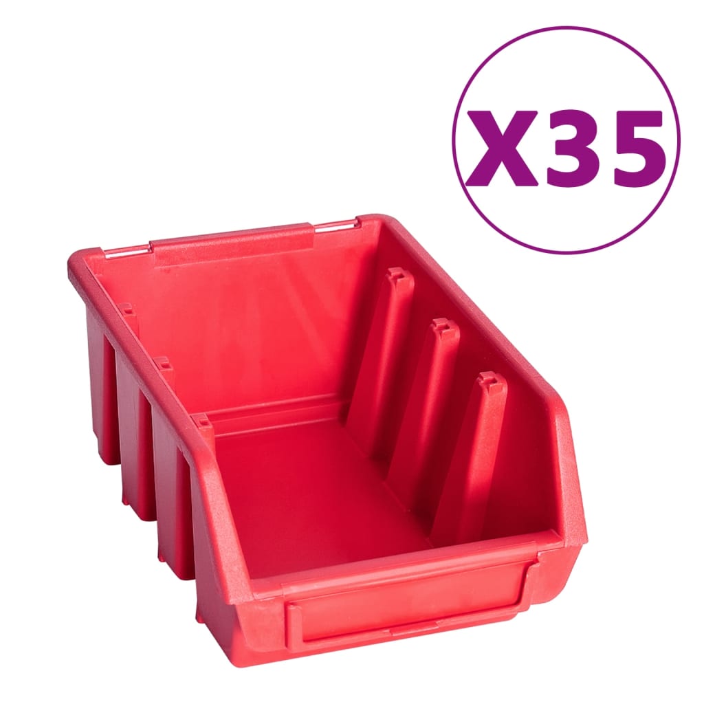 Vidaxl 141-delige opbergbakkenset met wandpanelen rood en zwart