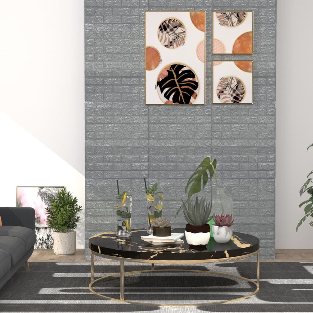Vidaxl 3d-behang zelfklevend 10 st onderkant antracietkleurig