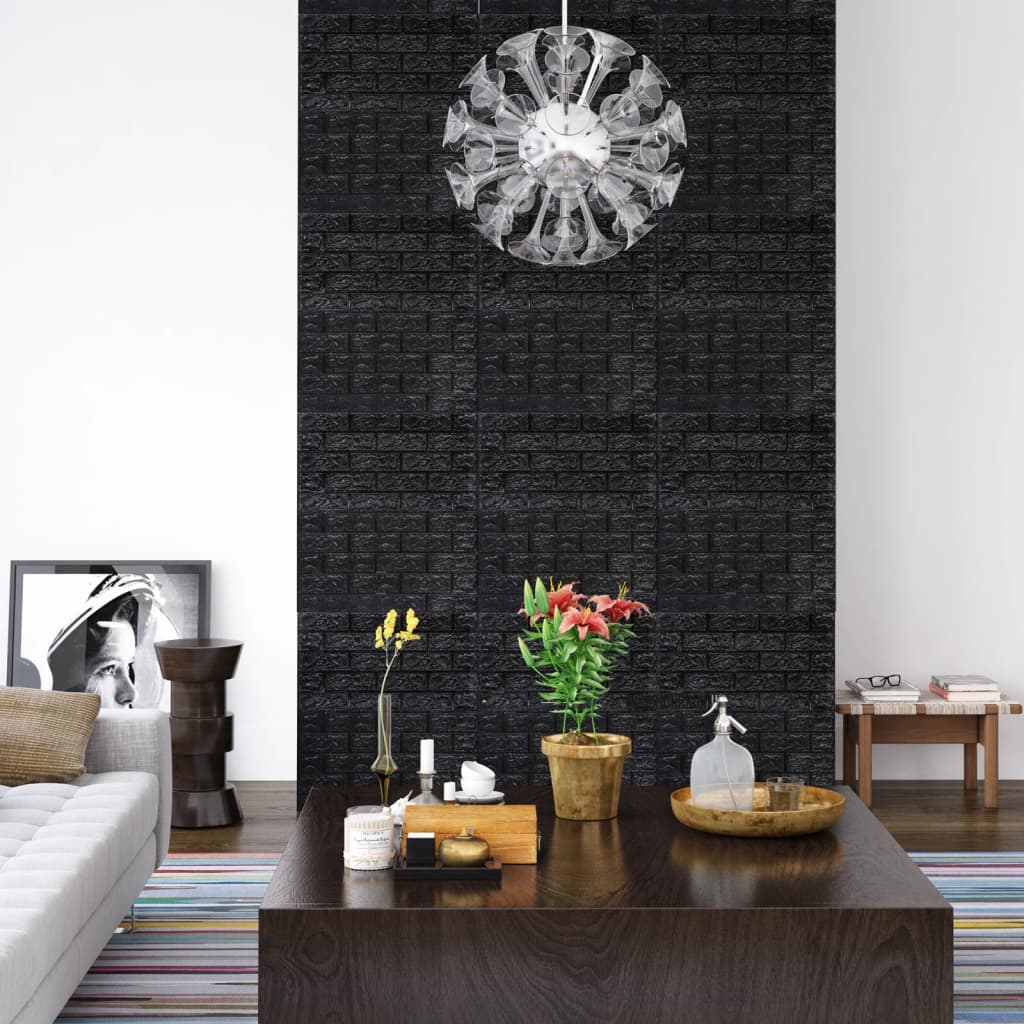 Vidaxl 3d-behang zelfklevend 10 st onderkant zwart