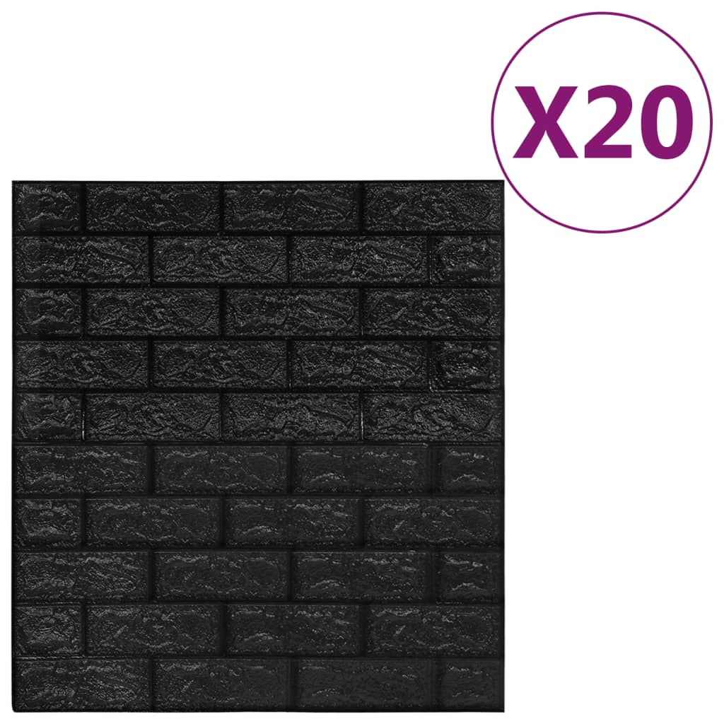 Vidaxl 3d-behang zelfklevend 20 st onderkant zwart