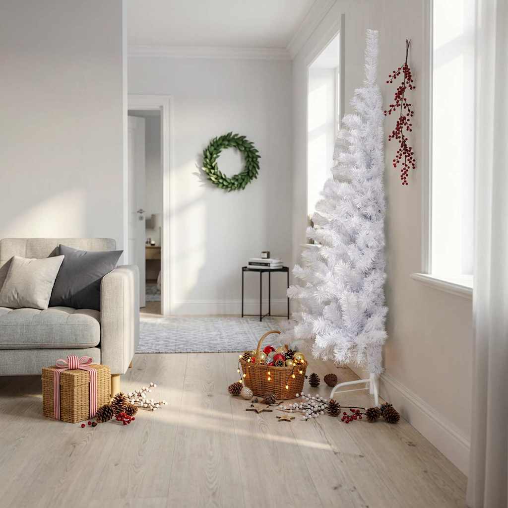 Vidaxl kunstkerstboom met standaard half 180 cm pvc wit