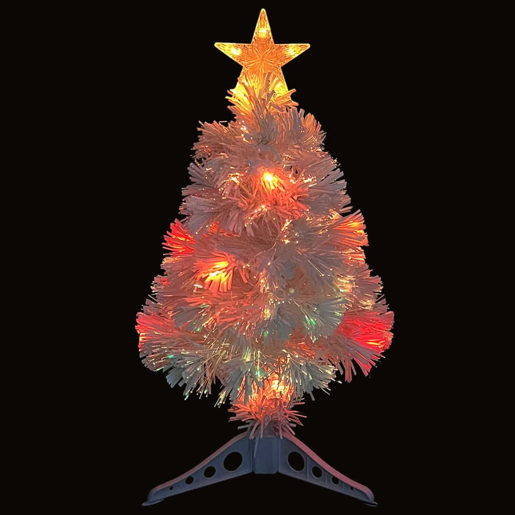 Vidaxl kunstkerstboom met verlichting 64 cm glasvezel wit