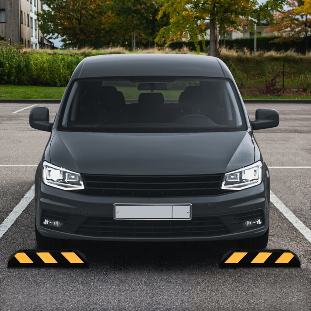 Vidaxl parkeerblokken reflecterend 2 st 56x15x10 cm rubber