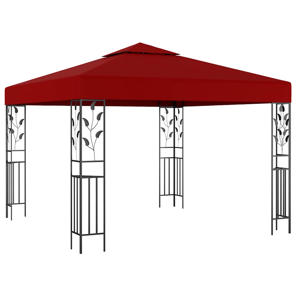 VidaXL Prieel met LED-lichtslinger 3x3m wijnrood