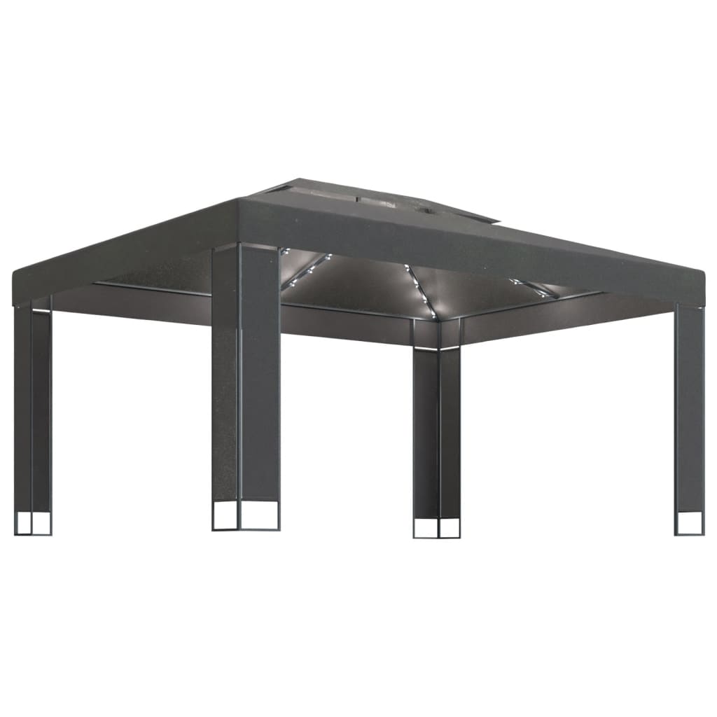 VidaXL Prieel met LED-lichtslinger 3x4m antracietkleurig