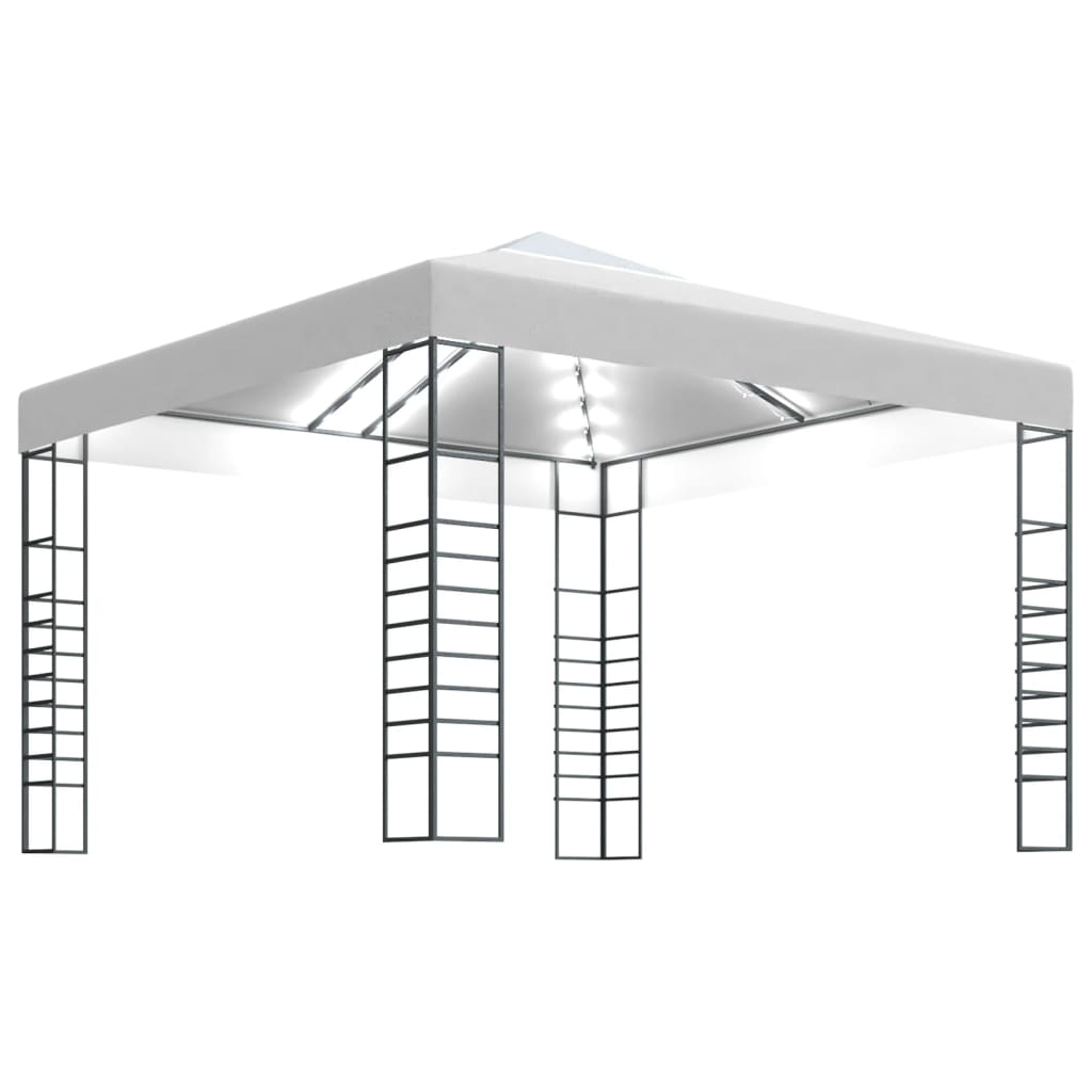 VidaXL Tuinpaviljoen met LED-lichtslinger 3x3m wit